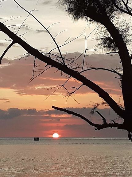 Coucher de soleil sur l'île de koh phi phi 