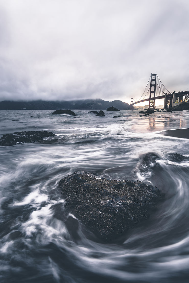 Golden Gate Bridge depuis Marshall's beach, San Francisco