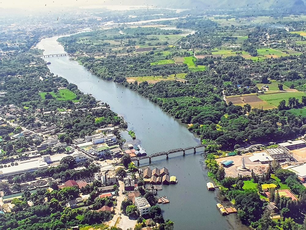 Vue aérienne de Kanchanaburi 