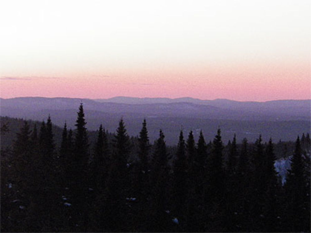 Ciel rosé d'hiver sur l'Abitibi