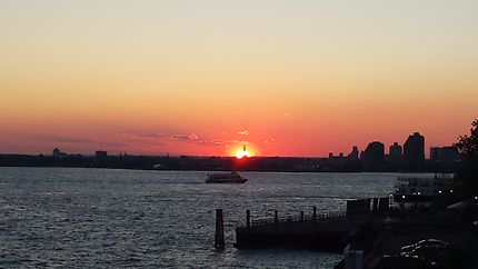 Vue Du Ferry De Staten Island Coucher De Soleil Staten