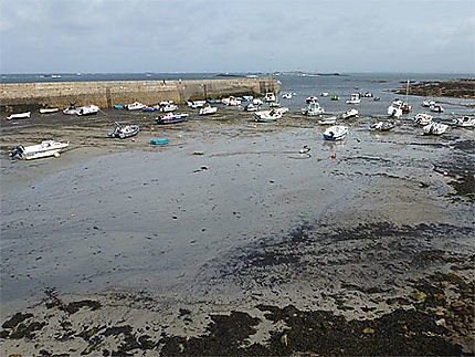 Marée basse dans le port de Portivy