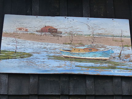 Panneau décoratif sur cabane de pêcheur 