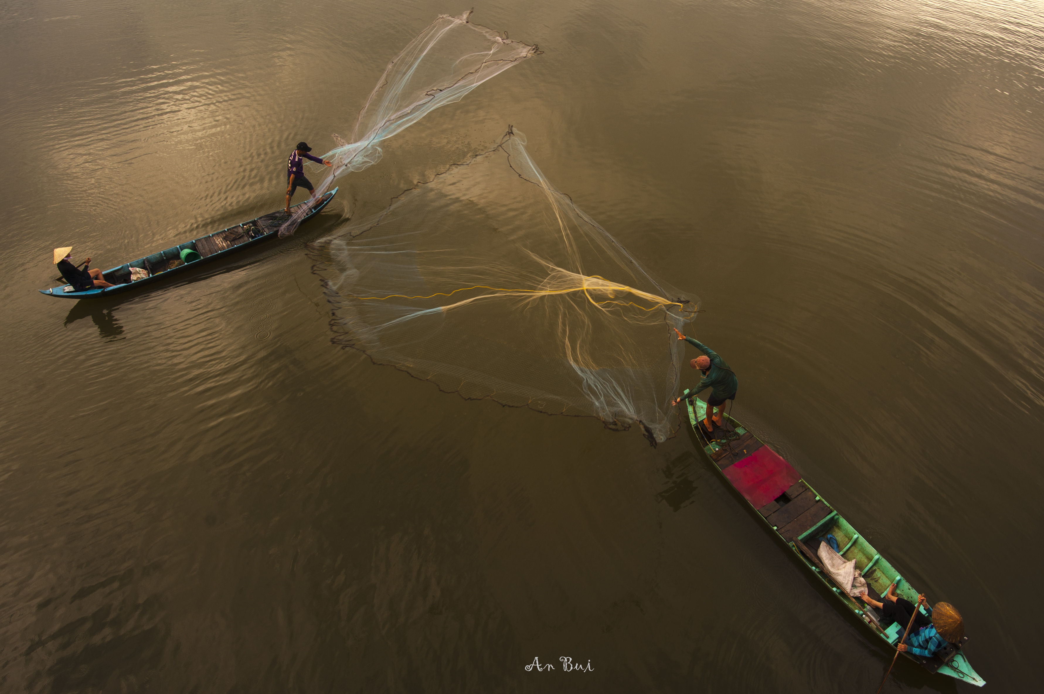 Filet de pêche à Châu Ðốc, Vietnam