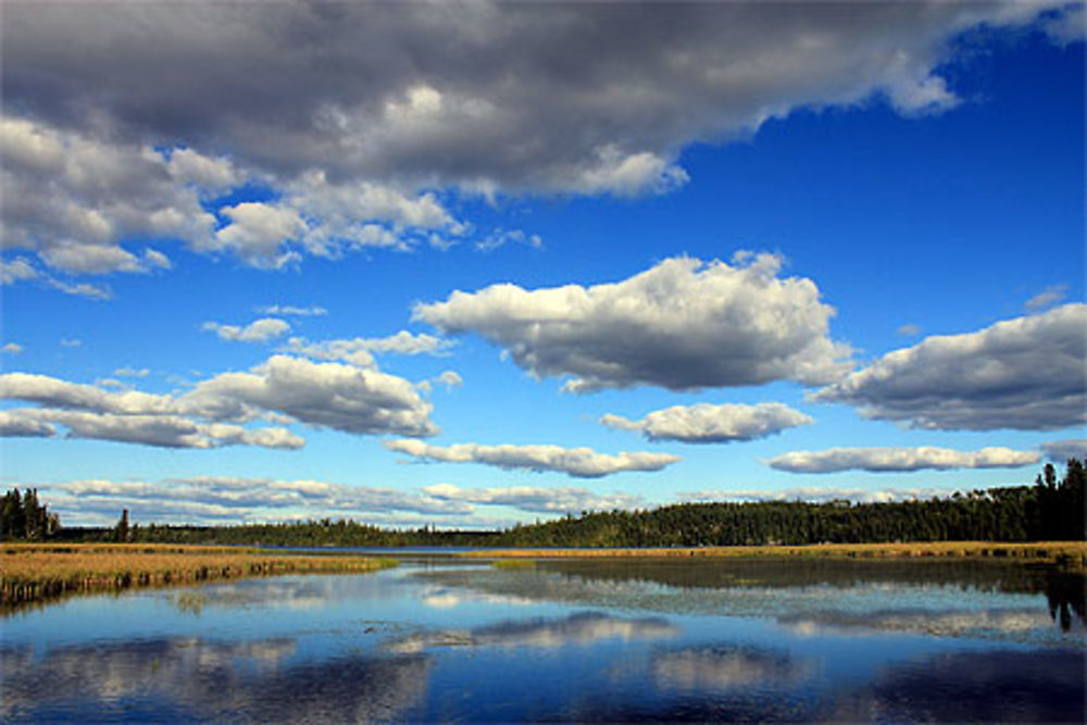 Ciel bleu sur un lac