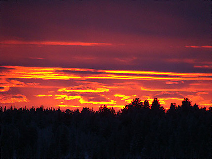 Coucher de soleil sur la Suède depuis la Finlande
