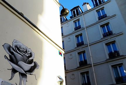Surprenante rose noire, street art à Paris