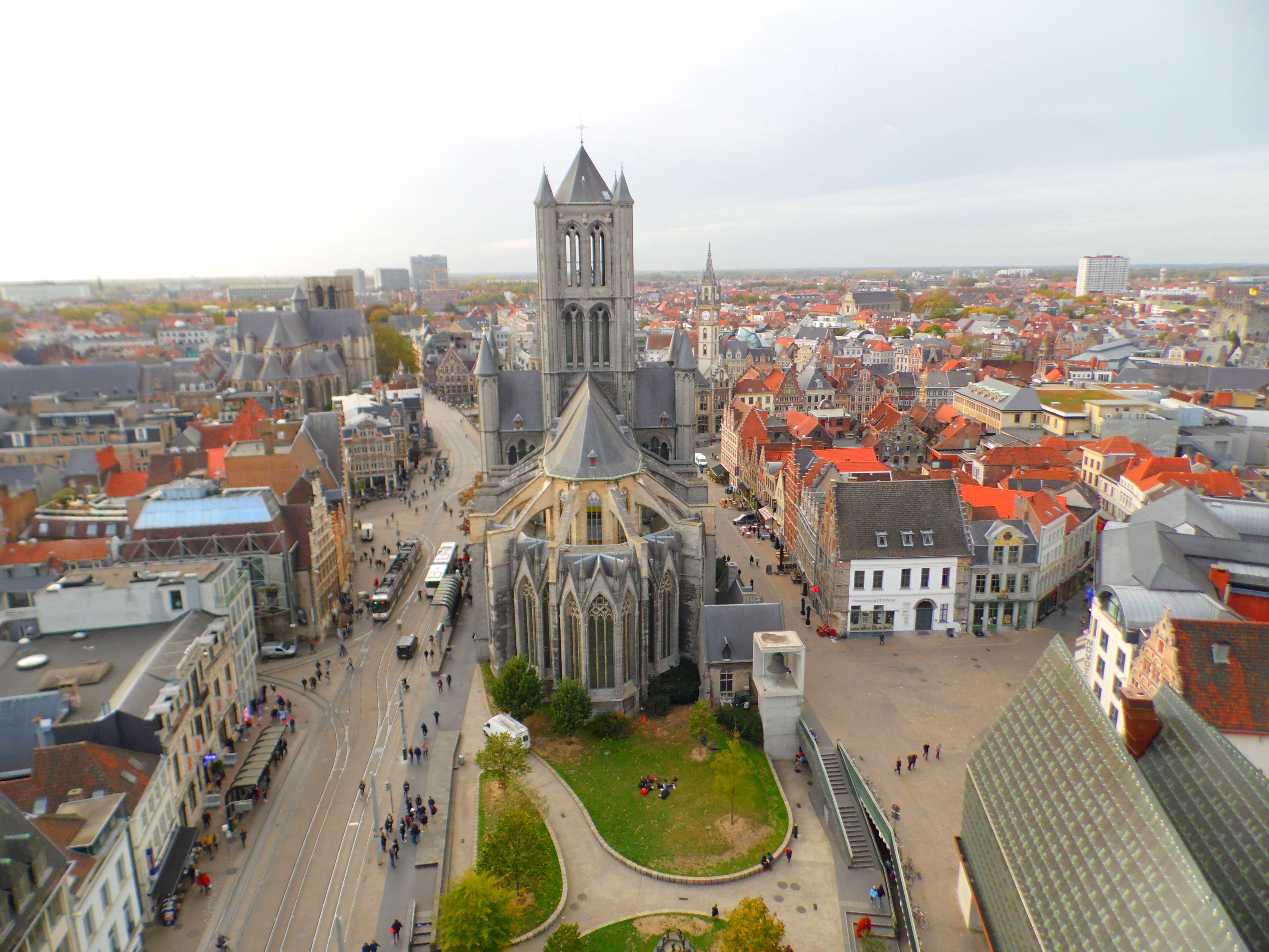 La cathédrale Saint-Bavon, vue depuis le beffroi La cathédrale Saint-Bavon, vue depuis le beffroi