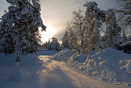 Coucher de soleil en Laponie à Saariselkä
