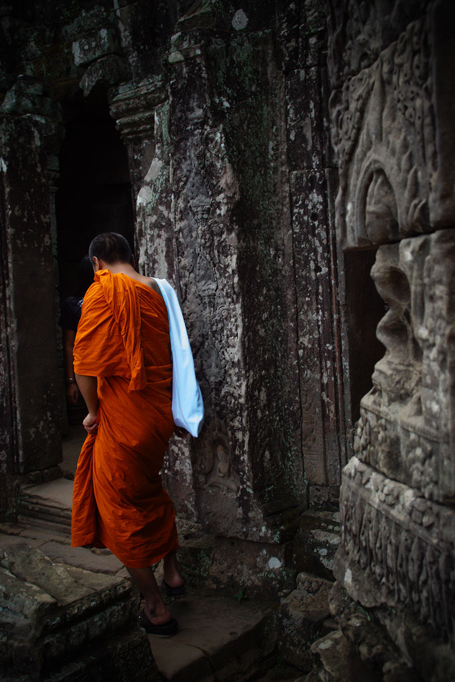 Moine à Angkor Thom, Cambodge