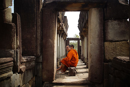 Moine à Angkor Thom, Cambodge