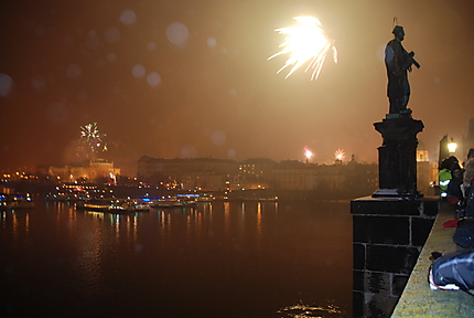 Prague nouvel an sur le pont Charles