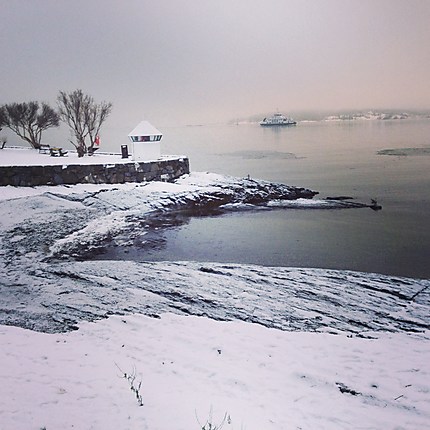 Le fjord d'Oslo sous la neige