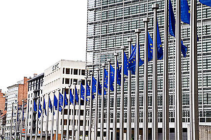 Bruxelles - Quartier Européen - Les 28 drapeaux