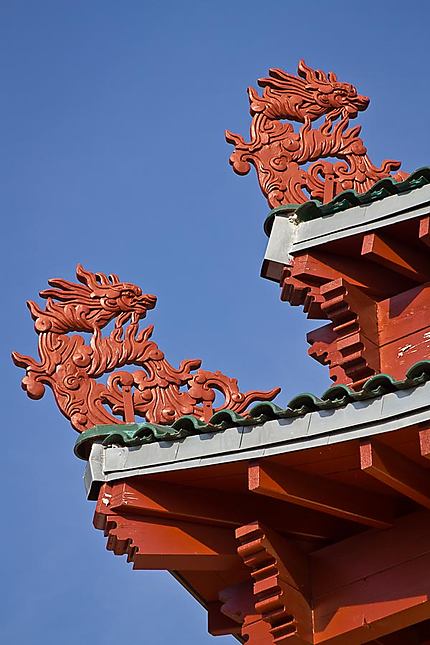 Pagode Thiên Minh - Dragons de la toiture