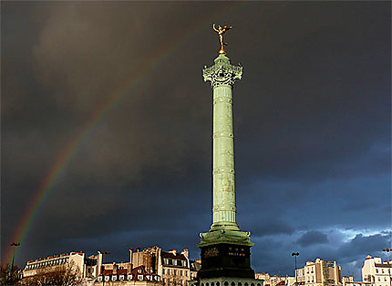 Arc en ciel féérique sur la Bastille...