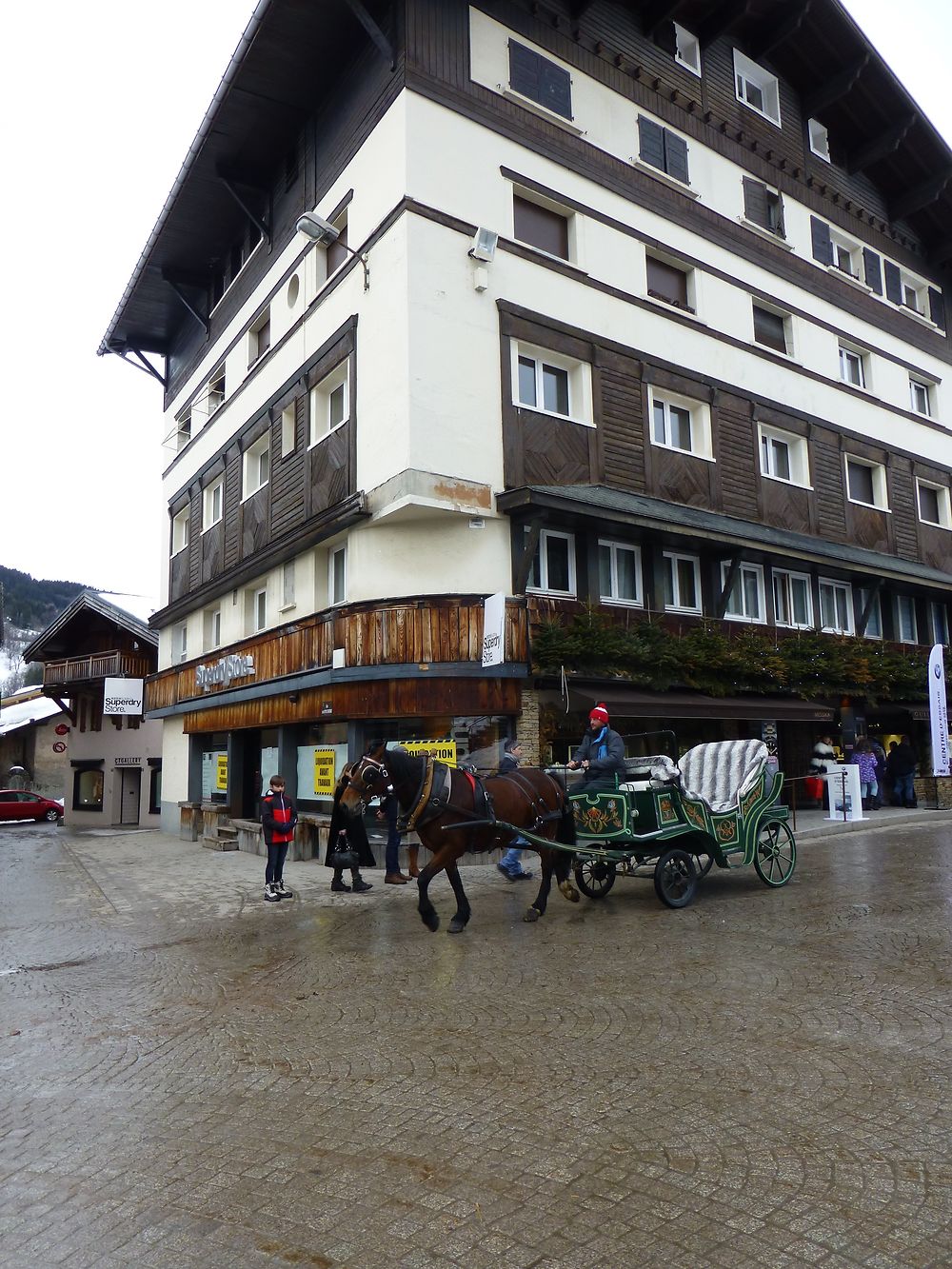 Calèche dans la ville de Megève