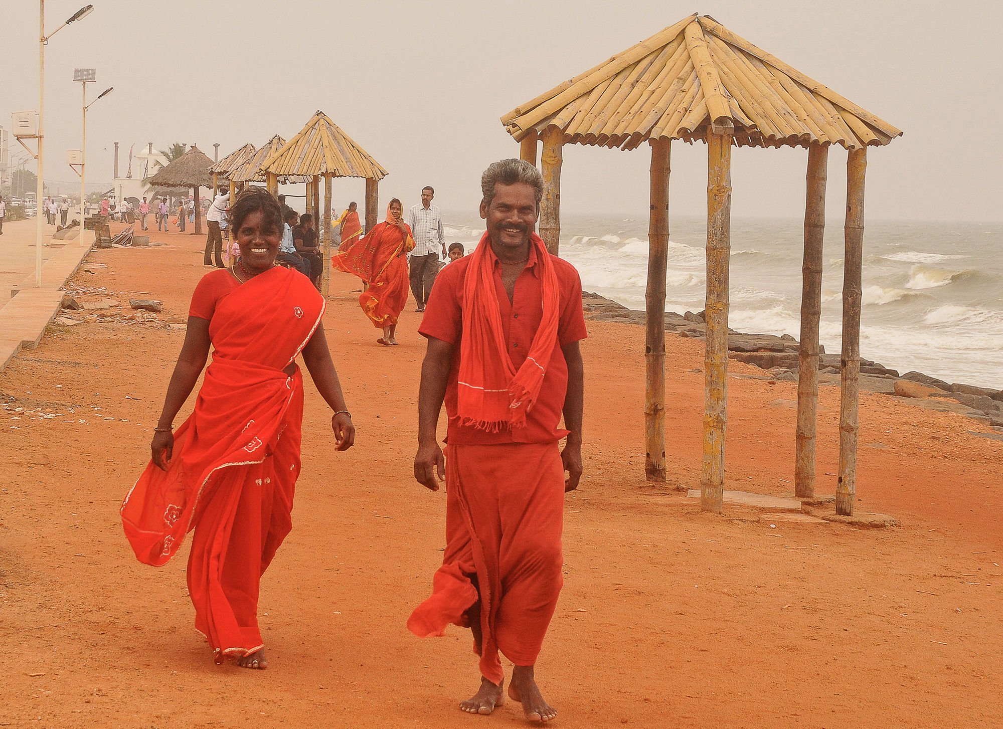 Sourires sur la plage de Pondichéry 