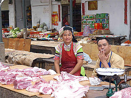 Bouchers au marché de Yuanyang