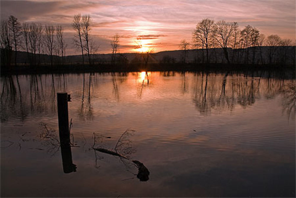 Coucher de soleil au bord de la Saône