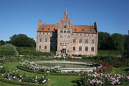 La roseraie devant le château