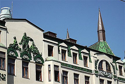 Bâtiment Art Nouveau : détail de la façade