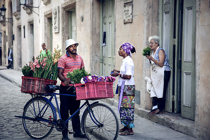 Vendeur de fleurs à La Havane