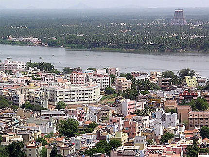 Vue de l'Ile de Srirangam depuis le Malaikkottai