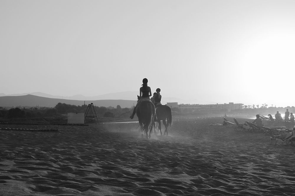 Balade à cheval au soleil couchant