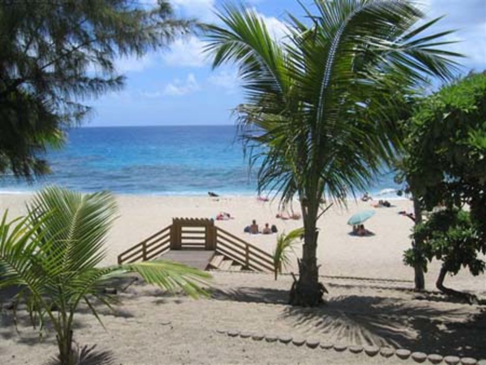 L'éscalier en bois de la plage de Boucan-Canot