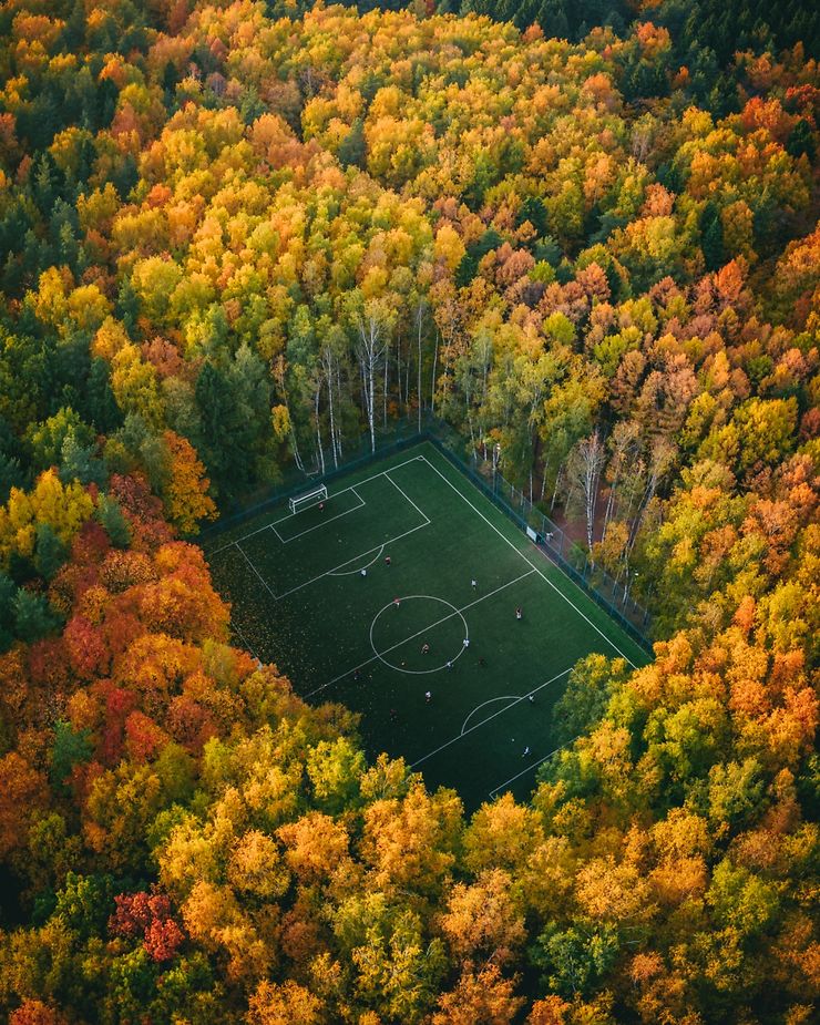 Terrain de football au milieu des bois, Moscou