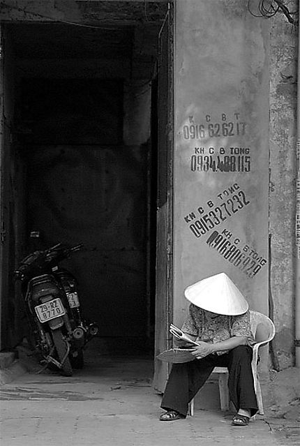 ...news, black and white...Hanoi