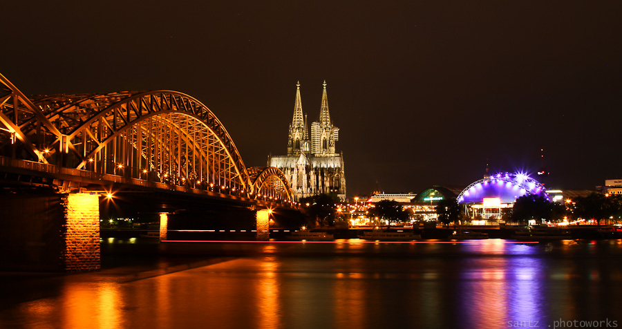 Eau De Cologne Ponts Eglise Nuit Köln Cologne Rhénanie Du Nord Westphalie 1389