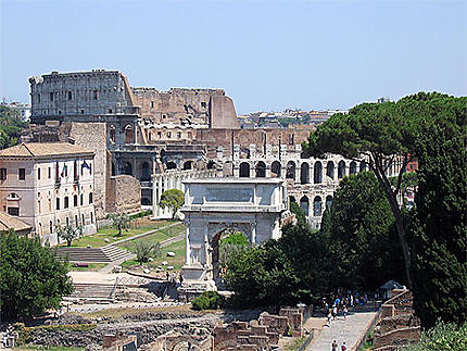 Le Colisée et l'arc de Titus vus du Palatin