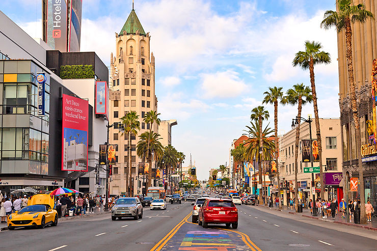 À pied, le long de Hollywood Boulevard