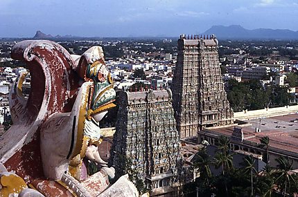 Minakshi depuis le haut d'un gopuram en 1975