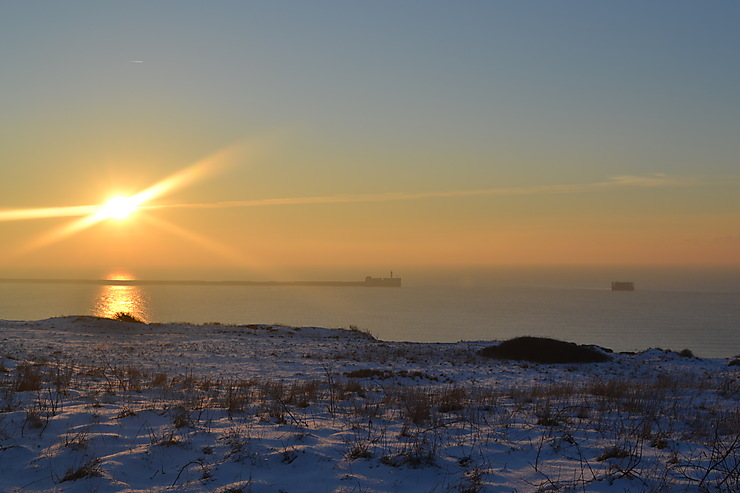 Coucher hivernal sur la manche : Coucher de soleil : Boulogne-sur-Mer