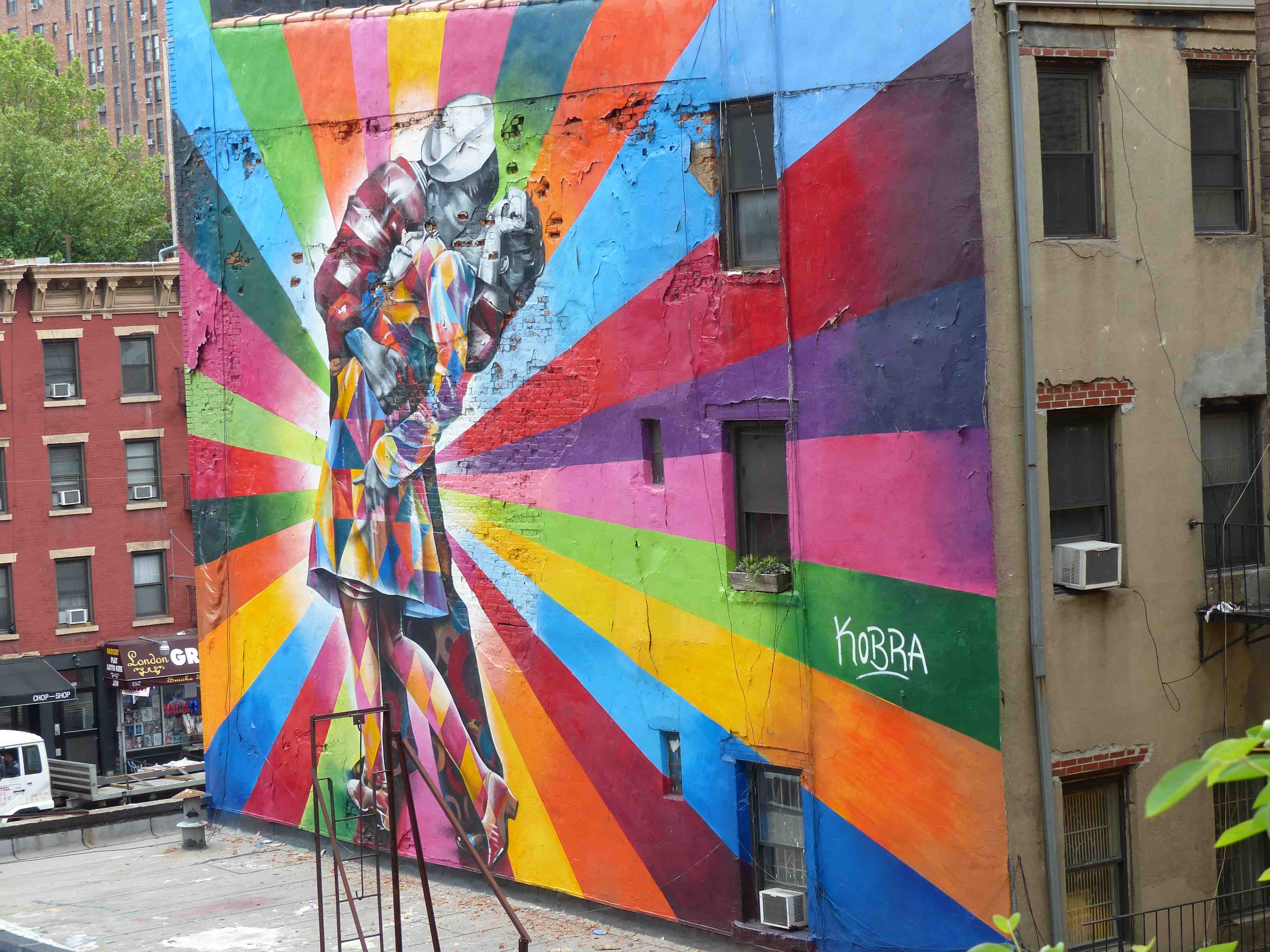 Vue de la High Line sur Graffiti de rue Vue de la High Line sur Graffiti de rue