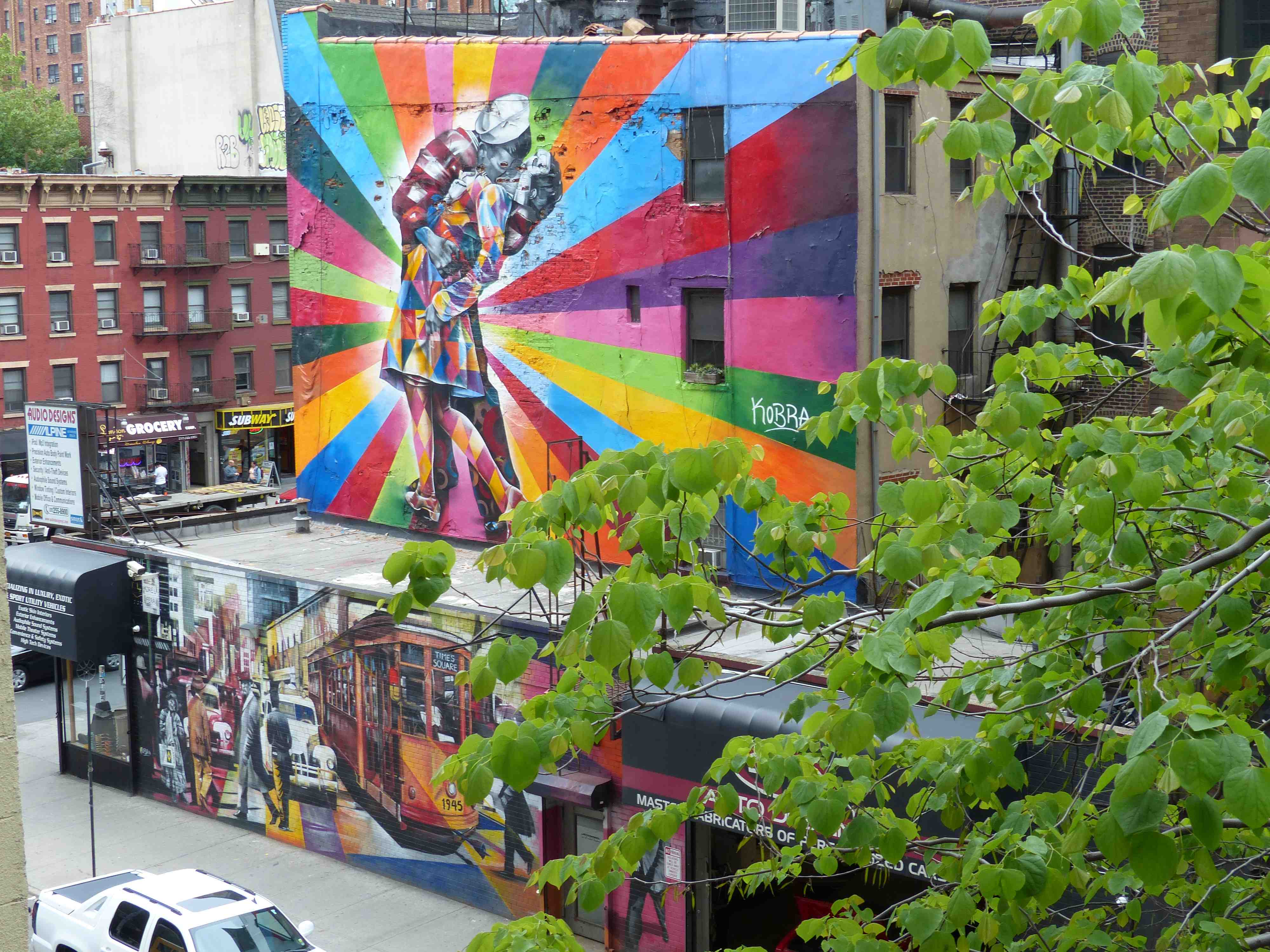 Vue de la High Line sur Graffiti de rue Vue de la High Line sur Graffiti de rue