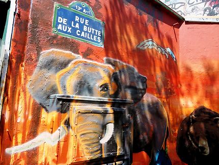 Street art l'éléphant de la butte aux Cailles