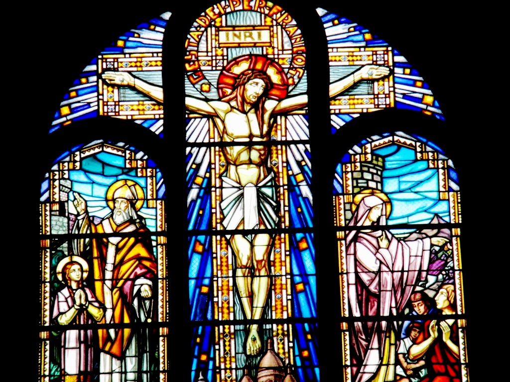 Tableau Vitrail Effet Sainte Geneviève, Patronne De Paris & Gendarmerie - Art Mural Religieux