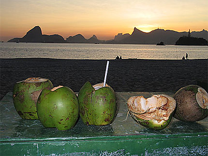 Noix de coco face à la baie de Rio