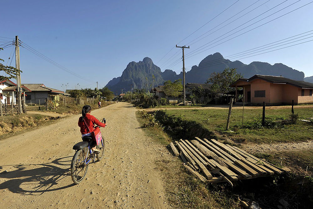 Retour de l'école à Vang Vieng