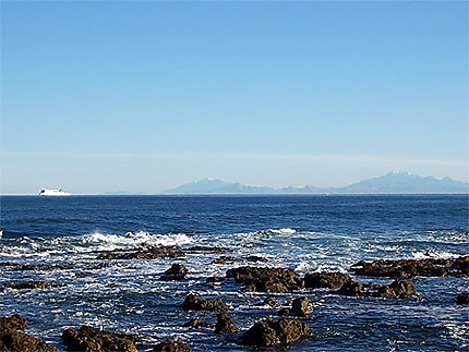 Vu de l'île du Sud à partir de l'île du Nord