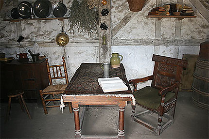 L'intérieur d'une demeure de Plimoth Plantation