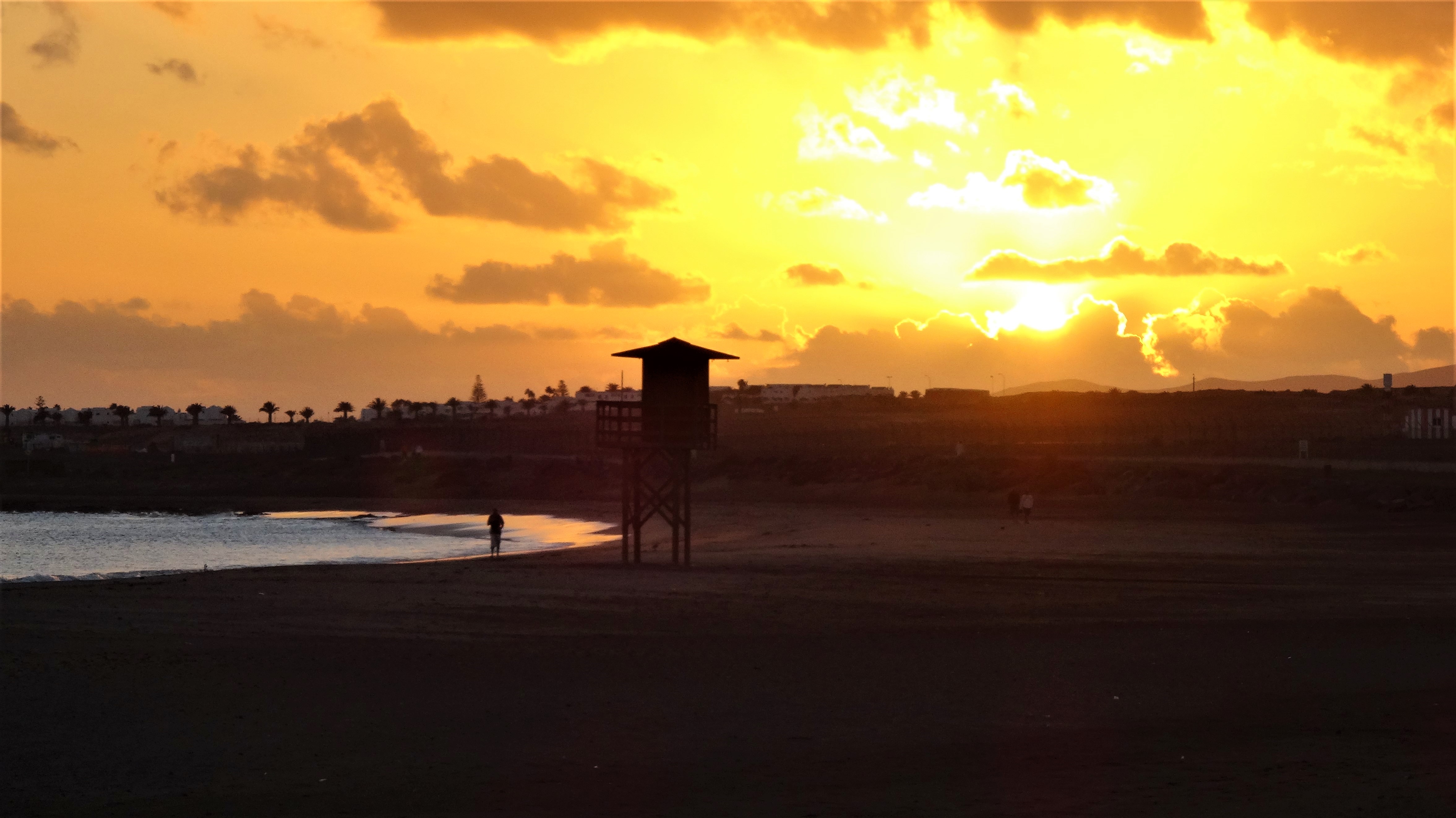 Playa Honda Plages Mer Coucher De Soleil Lanzarote