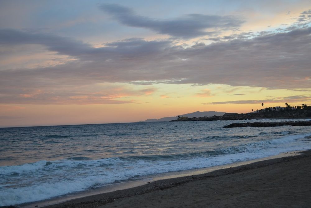 Coucher de soleil à Aguilas en Espagne