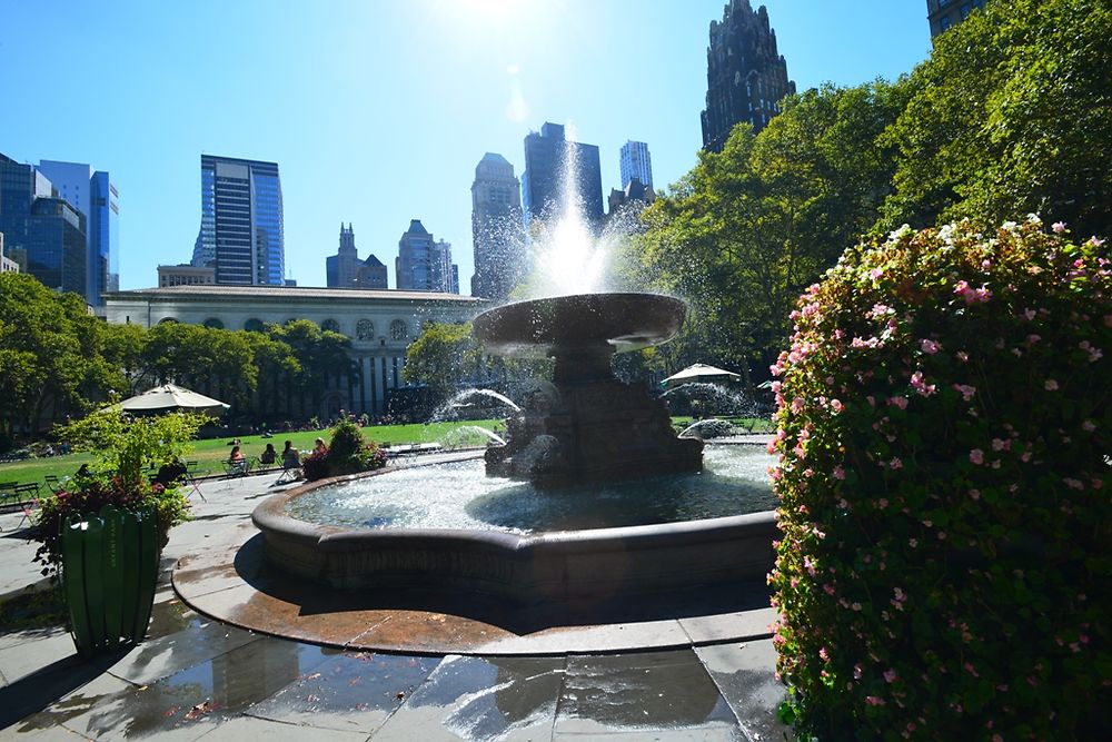 Jeux d'eau à Bryant Park