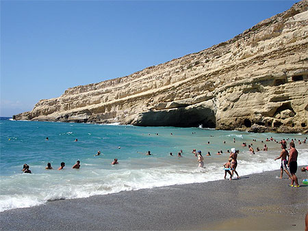 Plage de Matala au sud de l'île Plage de Matala au sud de l'île