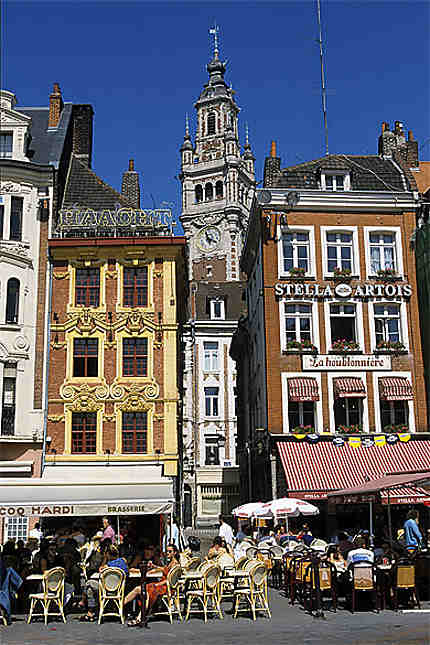 Beffroi et terrasses, Grand'Place, Lille